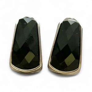 JJG Black Onyx and Sterling Silver Clip-On Earrings